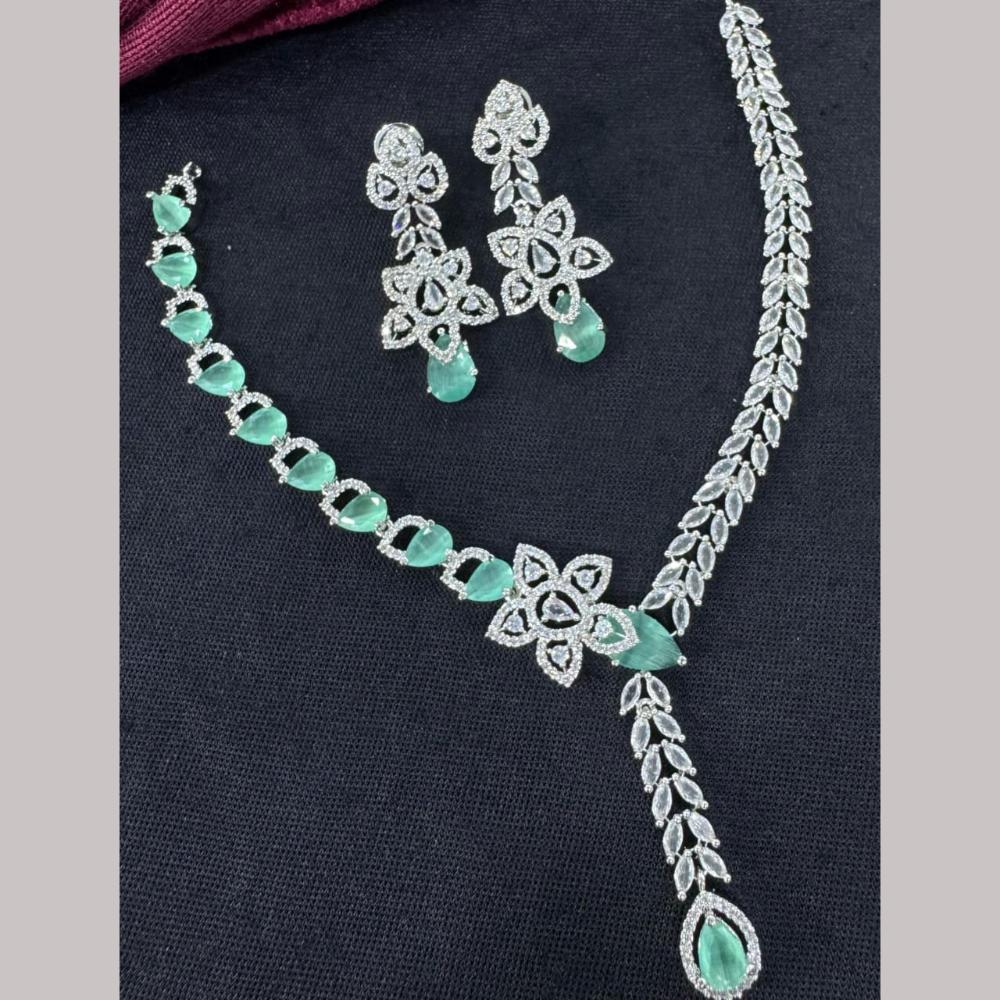 Kavita Art Silver Plated Adorned with Sparkling American Diamonds Necklace Set