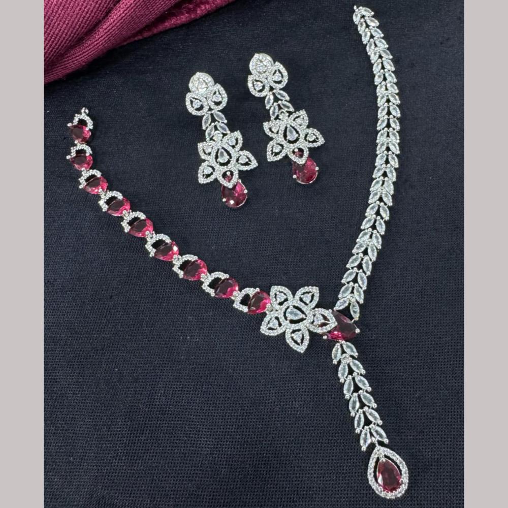 Kavita Art Silver Plated Adorned with Sparkling American Diamonds Necklace Set