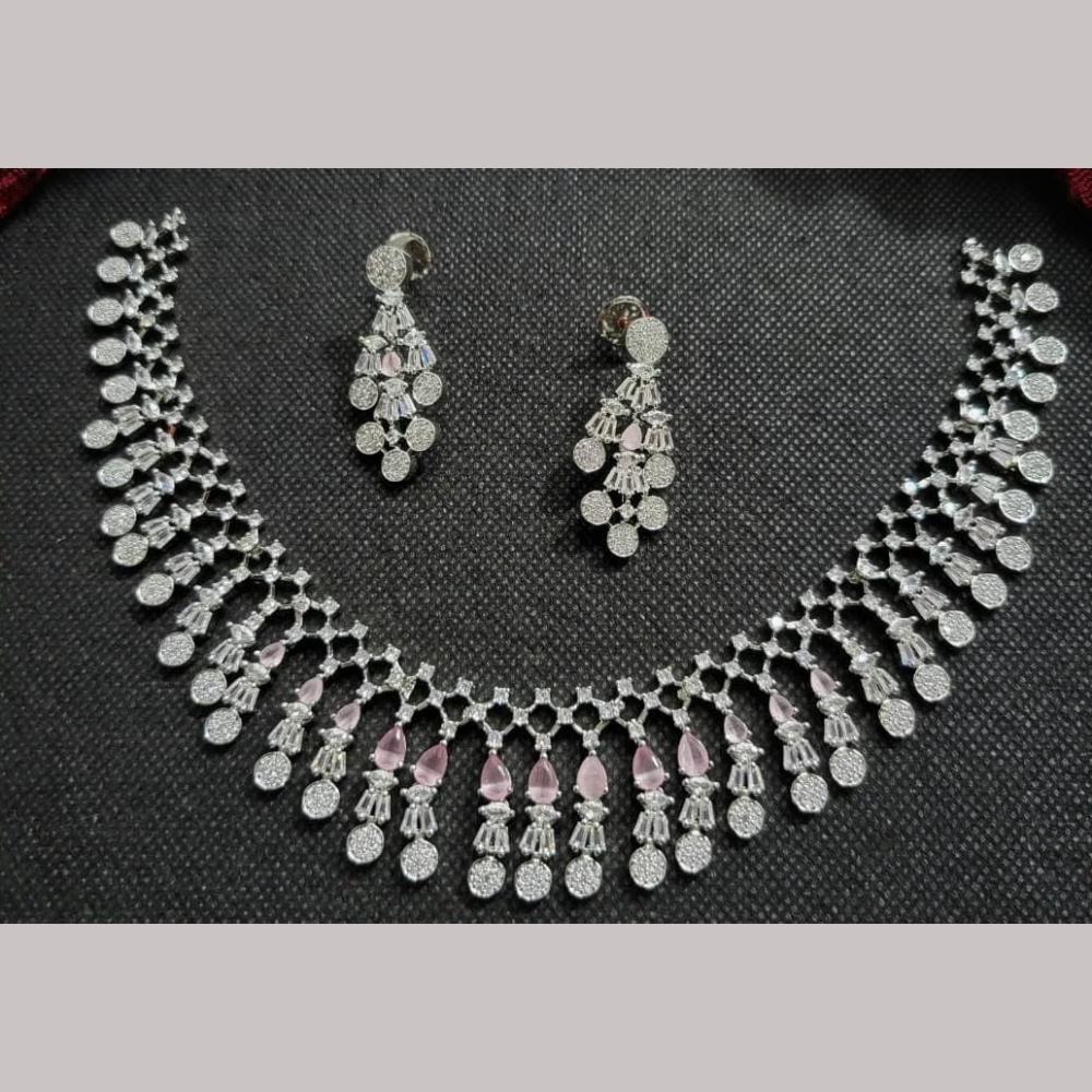 Kavita Art Silver Plated Adorned with Sparkling American Diamonds Necklace Set
