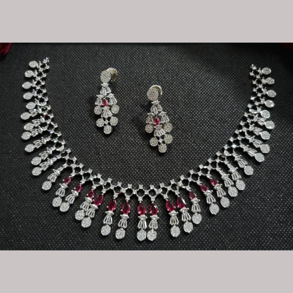 Kavita Art Silver Plated Adorned with Sparkling American Diamonds Necklace Set