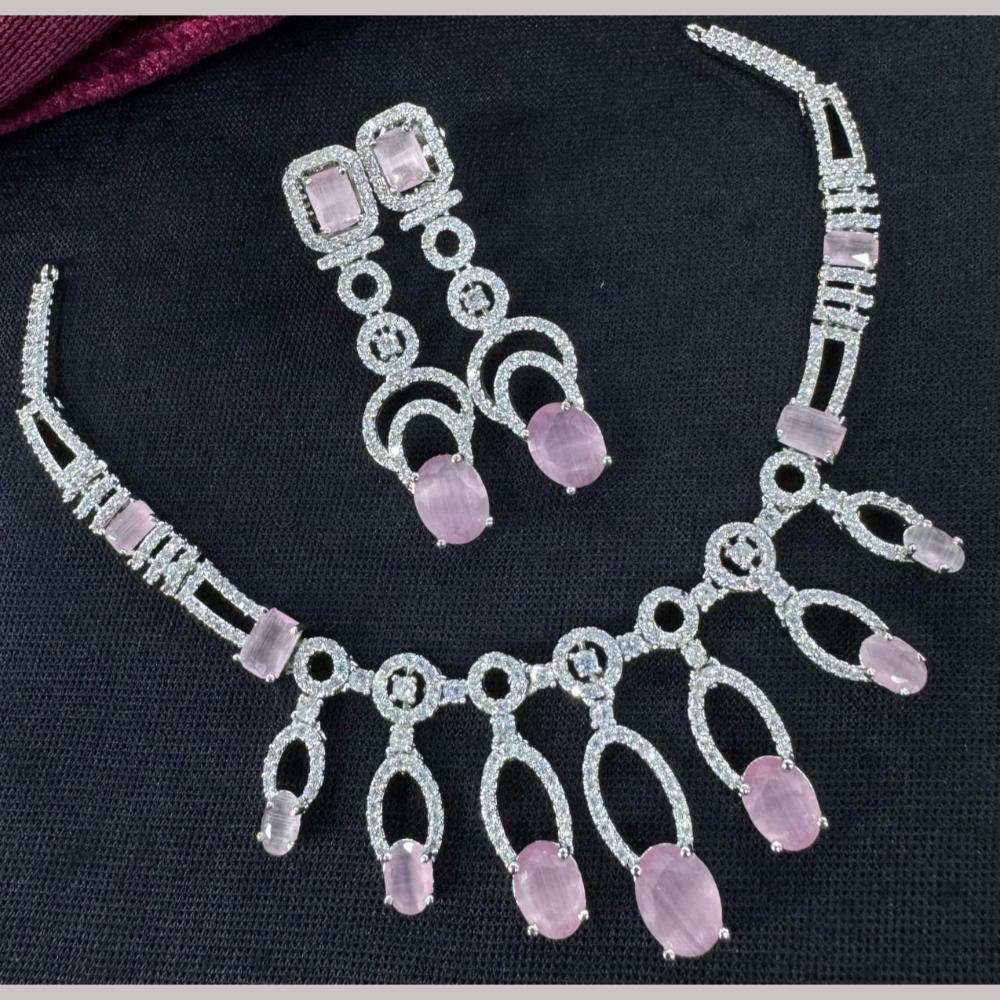 Kavita Art Silver Plated Adorned with Sparkling American Diamonds Necklace Set