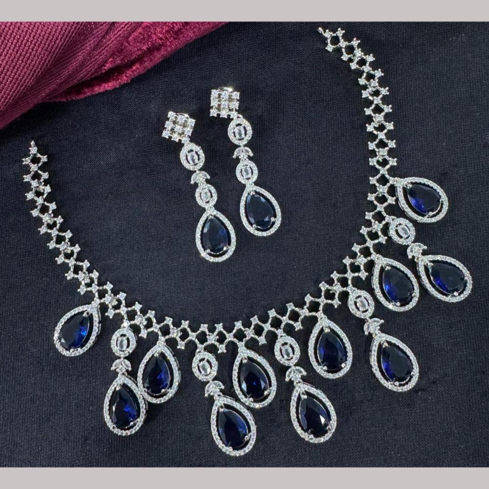 Kavita Art Silver Plated Adorned with Sparkling American Diamonds Necklace Set