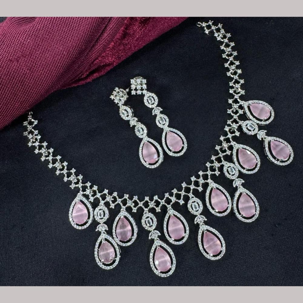 Kavita Art Silver Plated Adorned with Sparkling American Diamonds Necklace Set