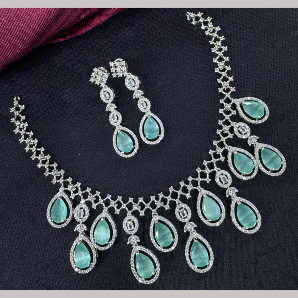 Kavita Art Silver Plated Adorned with Sparkling American Diamonds Necklace Set