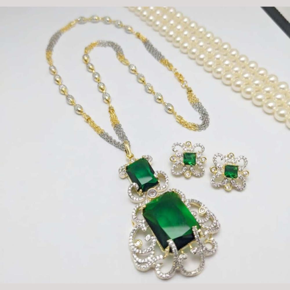 Kavita Art 2 Tone Plated American Diamond Pendant Set