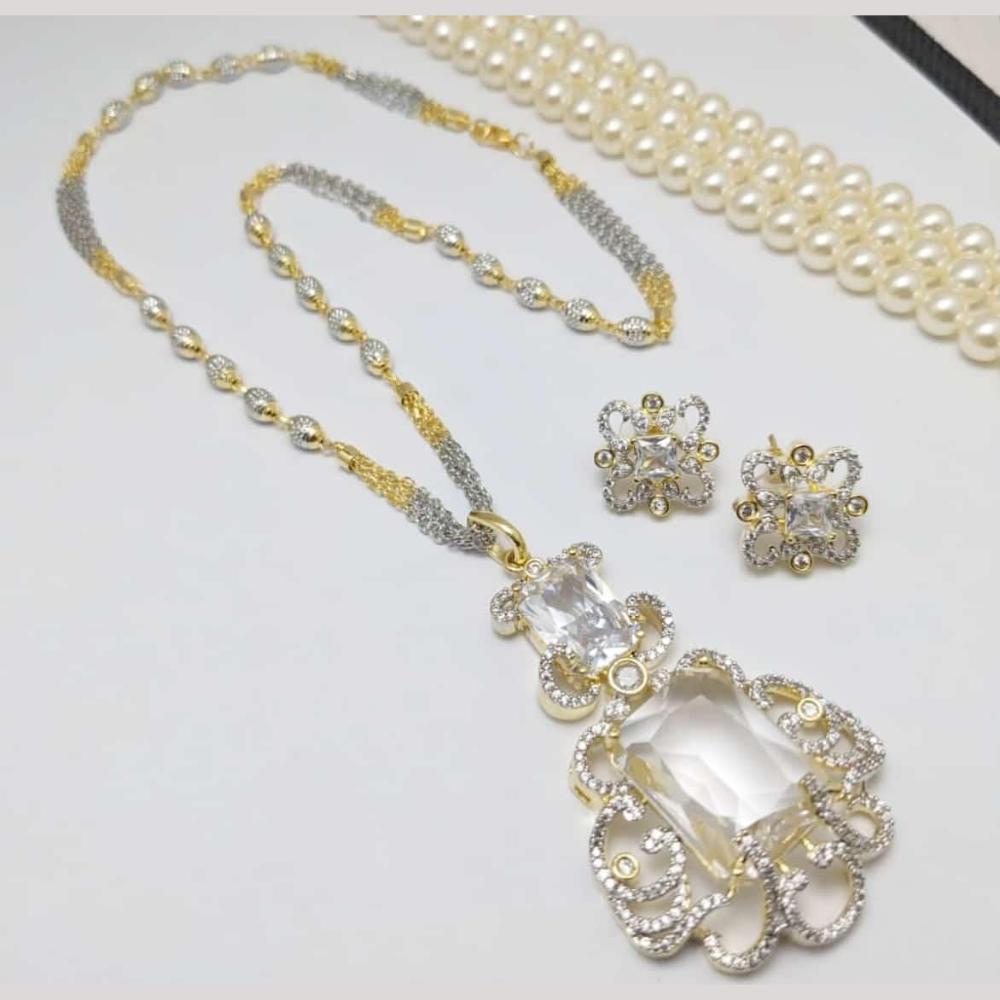 Kavita Art 2 Tone Plated American Diamond Pendant Set