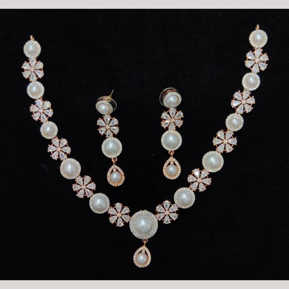 Kavita Art American Diamond And Pearl Necklace Set