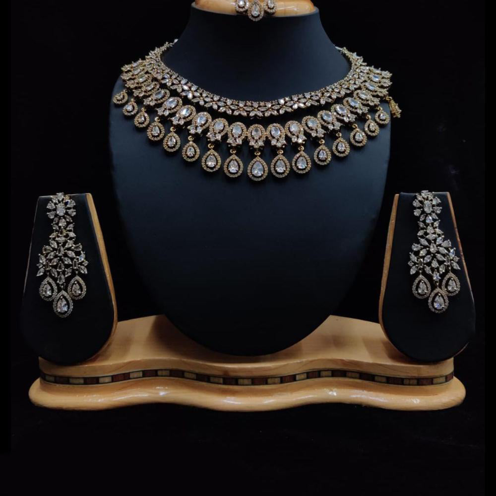 Kavita Art Gold Plated American Diamond Necklace Set