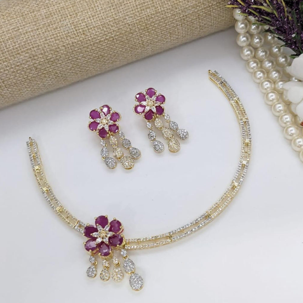 Kavita Art 2 Tone Plated American Diamond Necklace Set