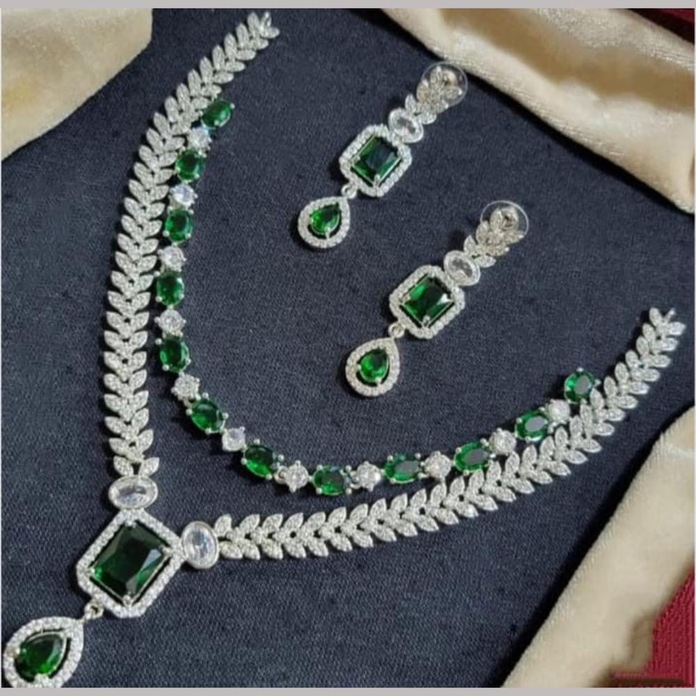 Kavita Art Silver Plated American Diamond Necklace Set