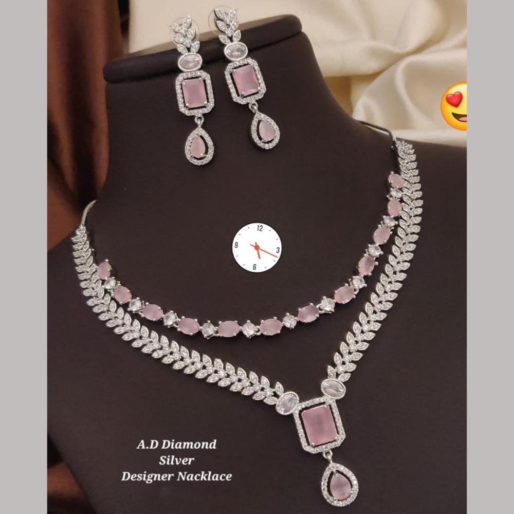 Kavita Art Silver Plated American Diamond Necklace Set