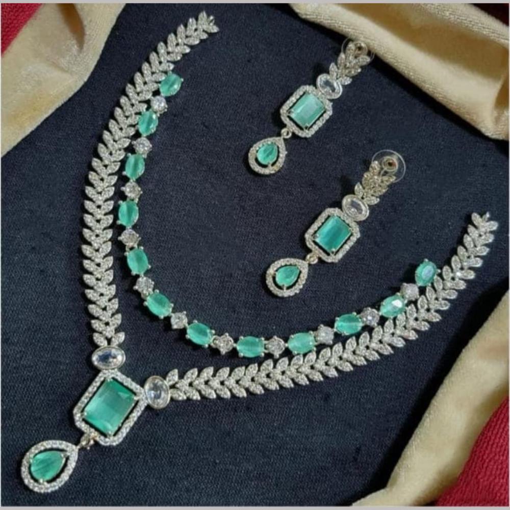 Kavita Art Silver Plated American Diamond Necklace Set