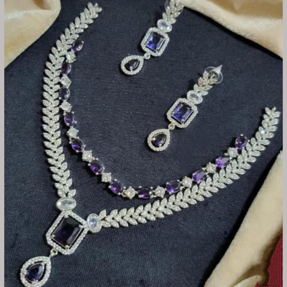Kavita Art Silver Plated American Diamond Necklace Set