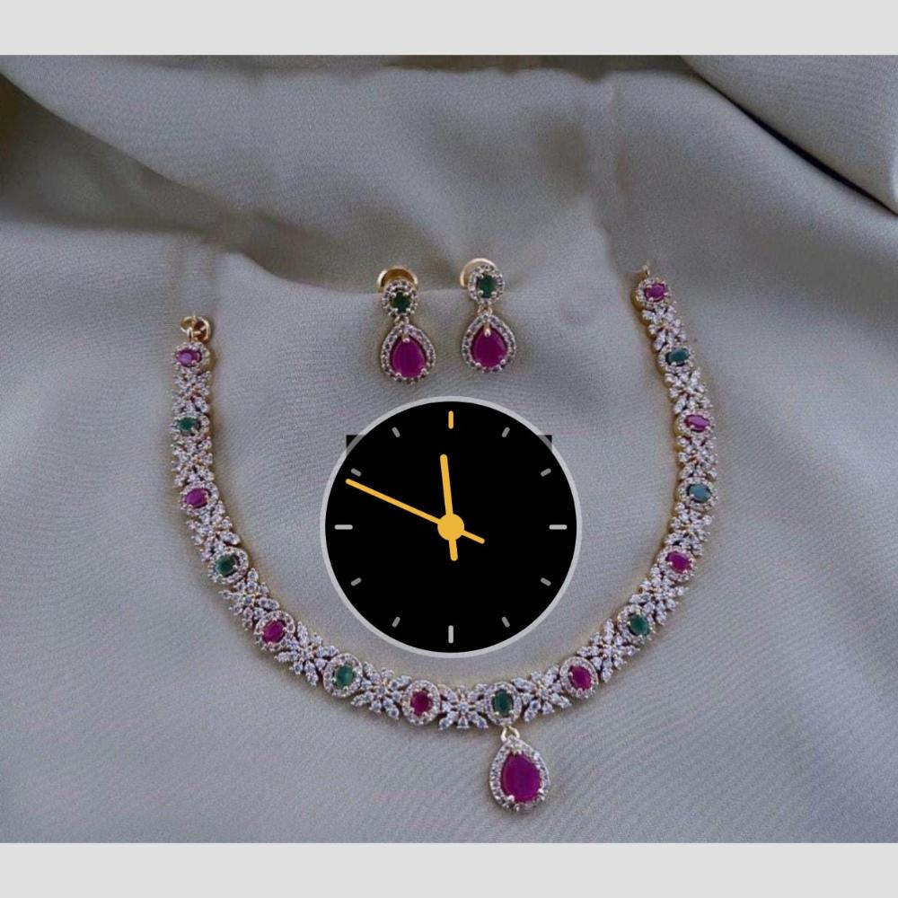 Kavita Art Gold Plated American Diamond Necklace Set