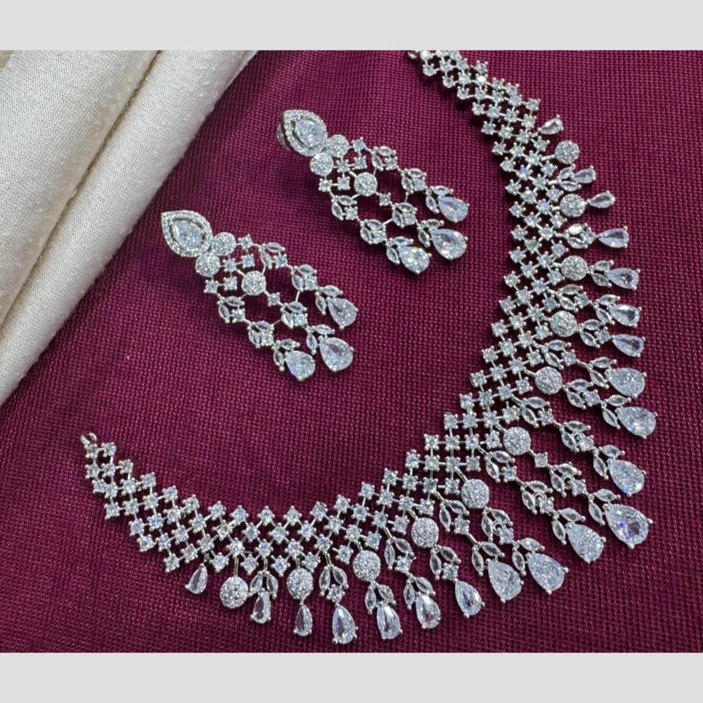 Kavita Art Silver Plated American Diamond Necklace Set
