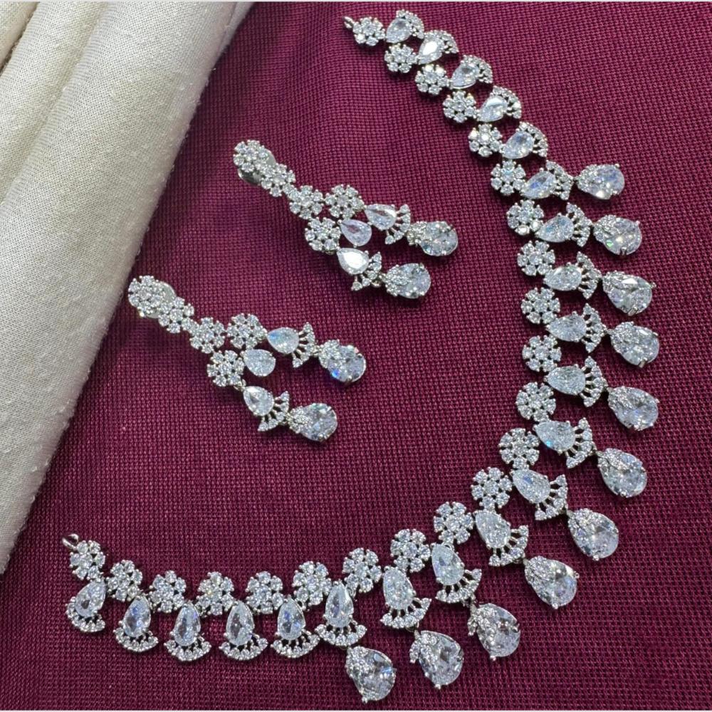 Kavita Art Silver Plated American Diamond Necklace Set