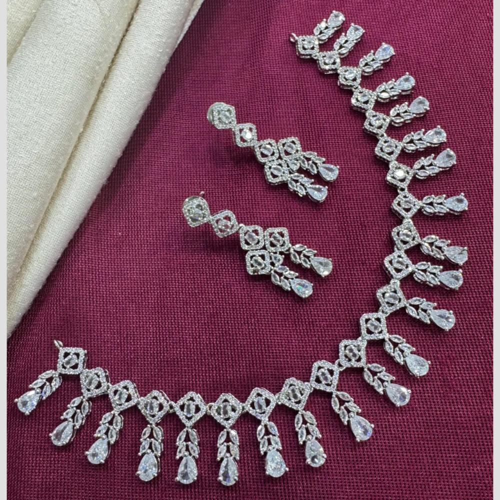 Kavita Art Silver Plated American Diamond Necklace Set