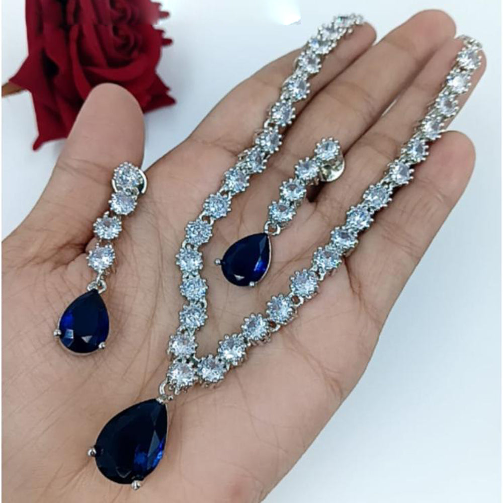 Kavita Art Silver Plated American Diamond Necklace Set