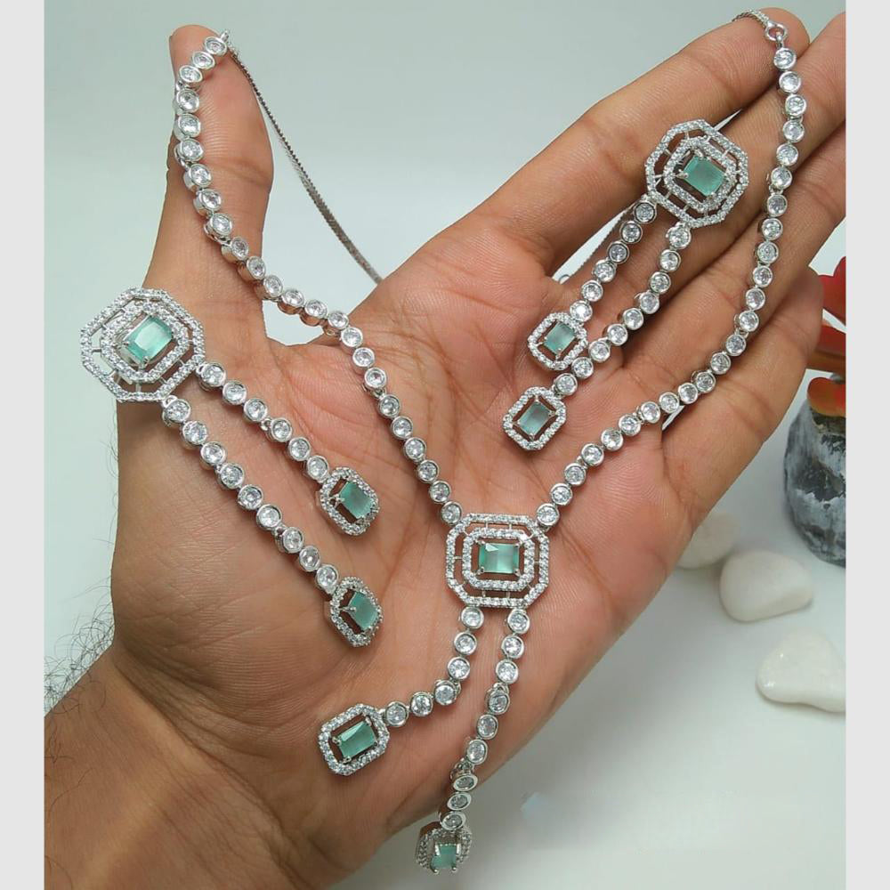 Kavita Art Silver Plated American Diamond Necklace Set