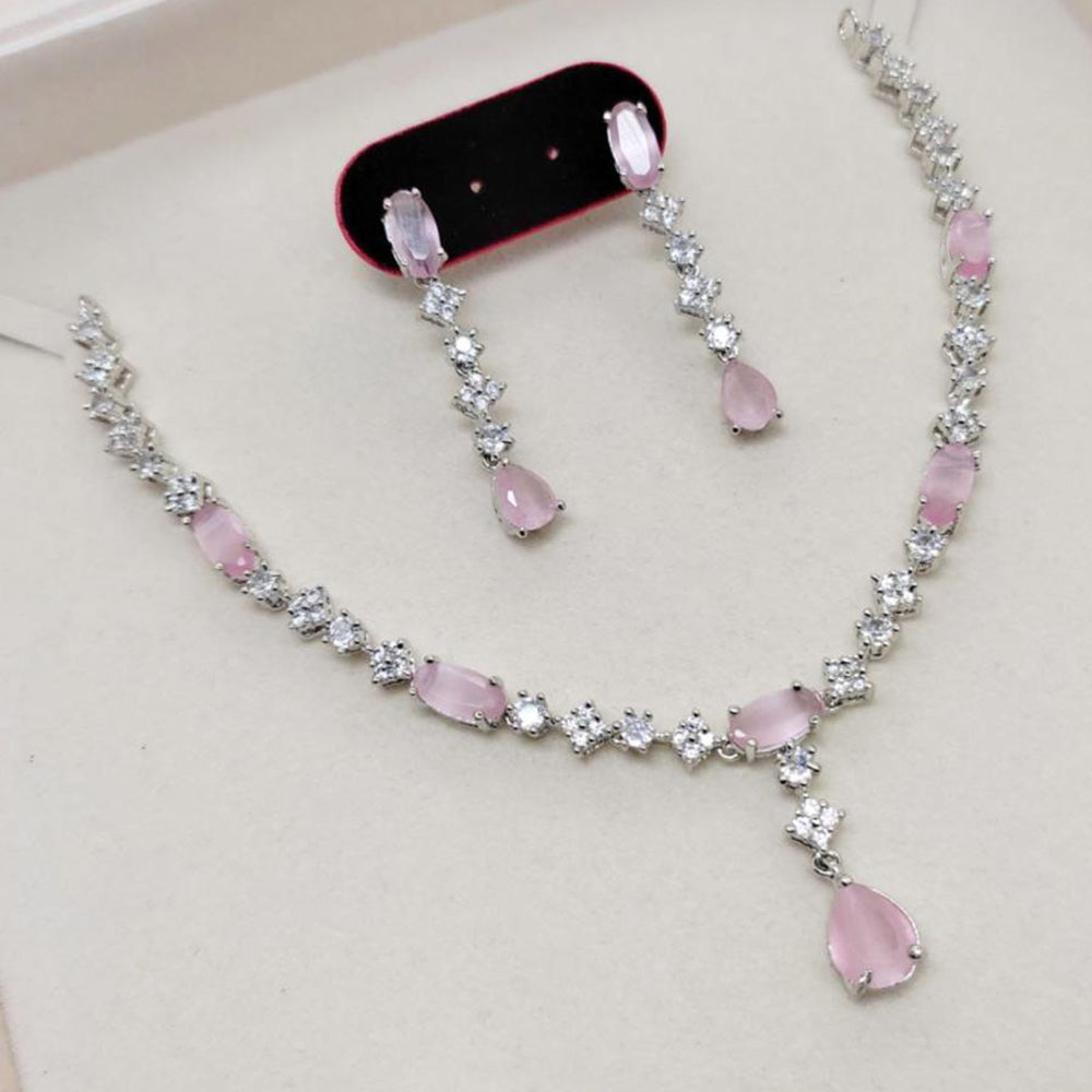 Kavita Art Silver Plated American Diamond Necklace Set