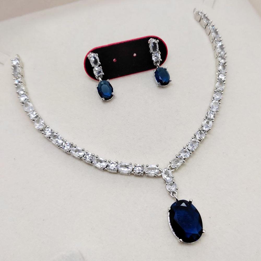 Kavita Art Silver Plated American Diamond Necklace Set