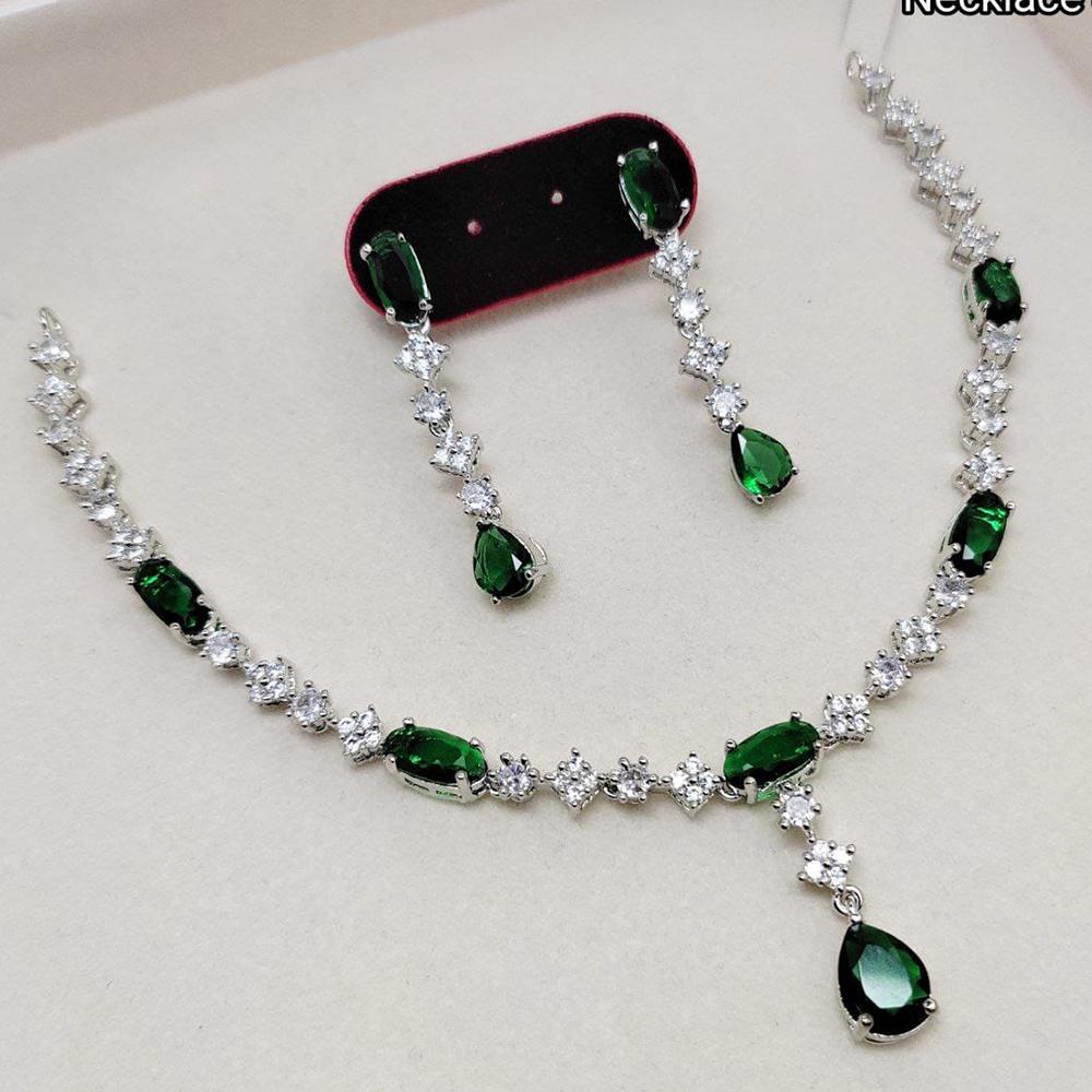 Kavita Art Silver Plated American Diamond Necklace Set