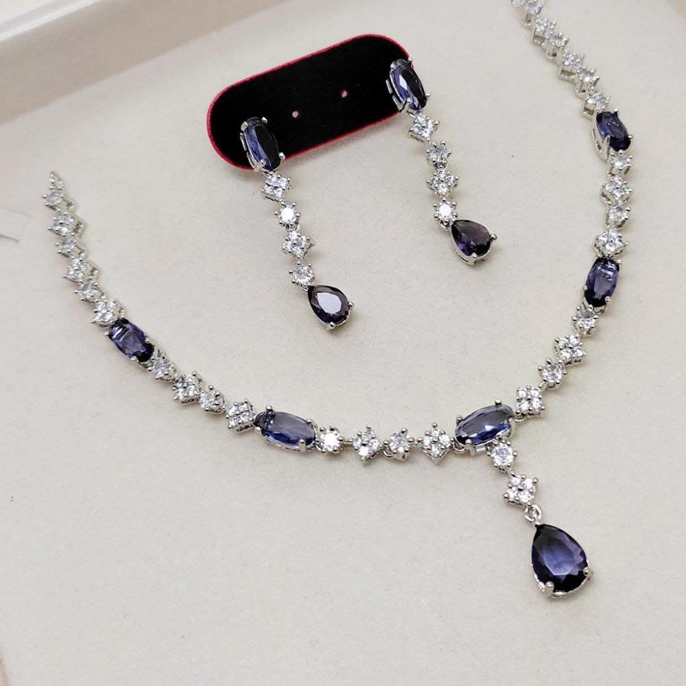 Kavita Art Silver Plated American Diamond Necklace Set