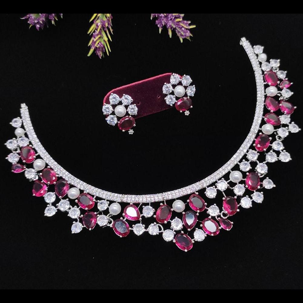 Kavita Art Silver Plated American Diamond Necklace Set