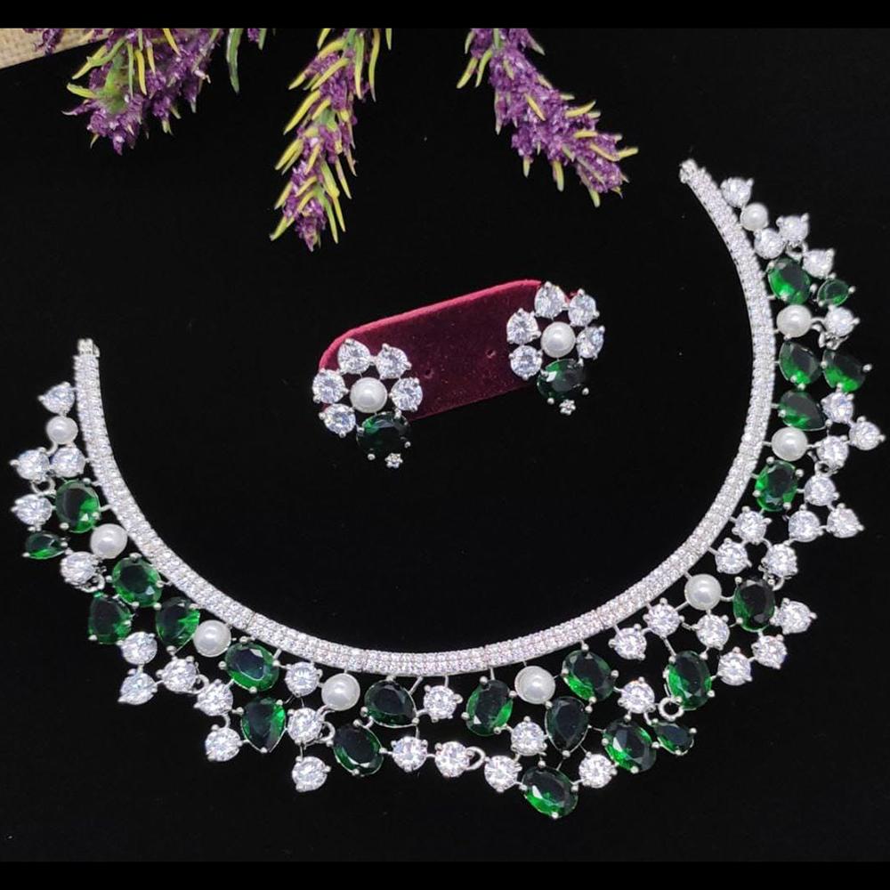 Kavita Art Silver Plated American Diamond Necklace Set