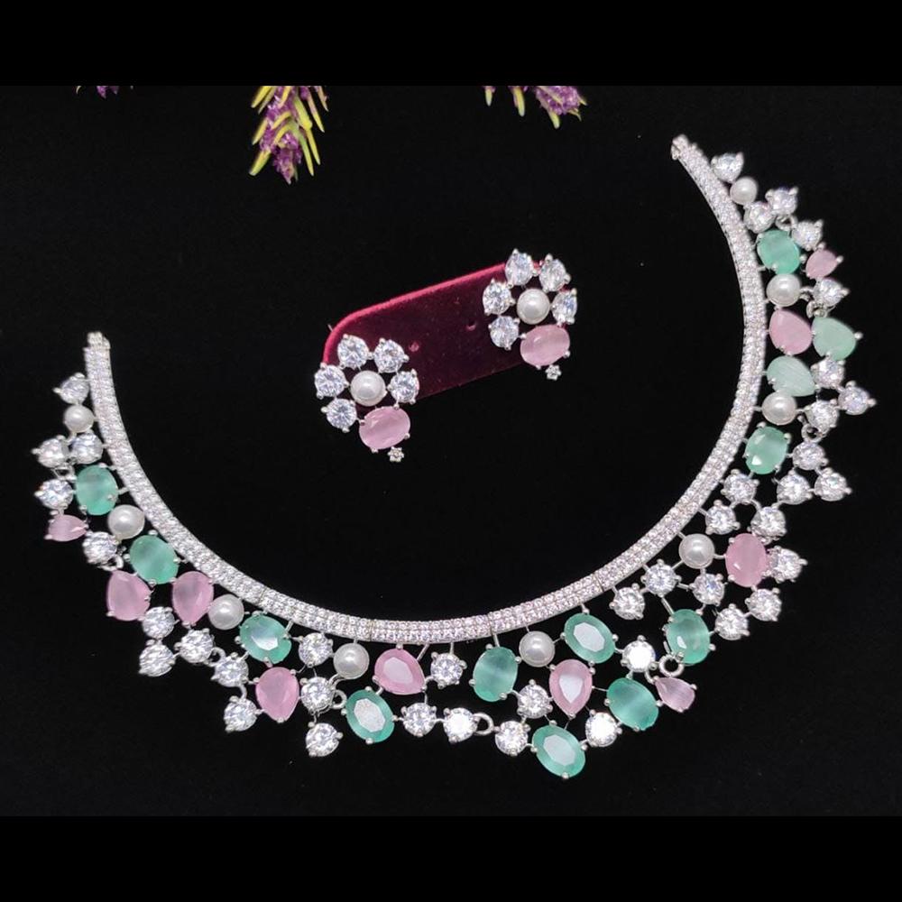 Kavita Art Silver Plated American Diamond Necklace Set