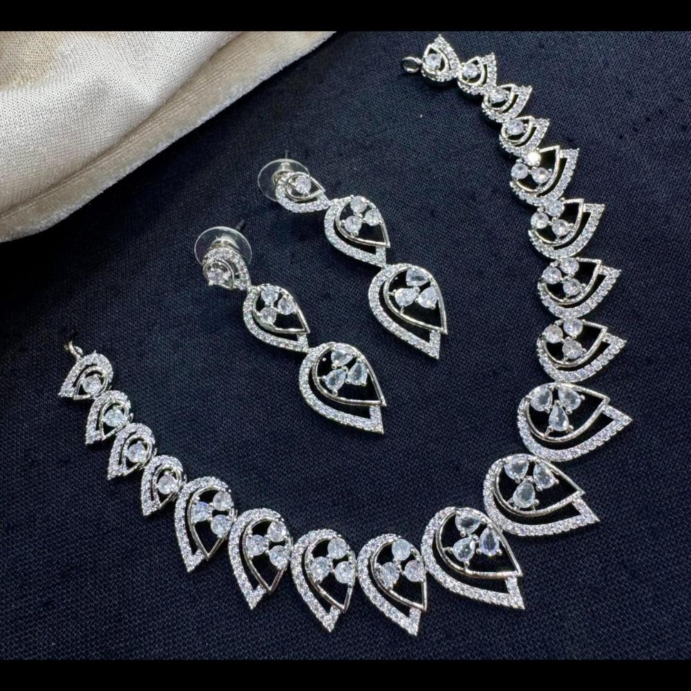 Kavita Art Silver Plated American Diamond Necklace Set