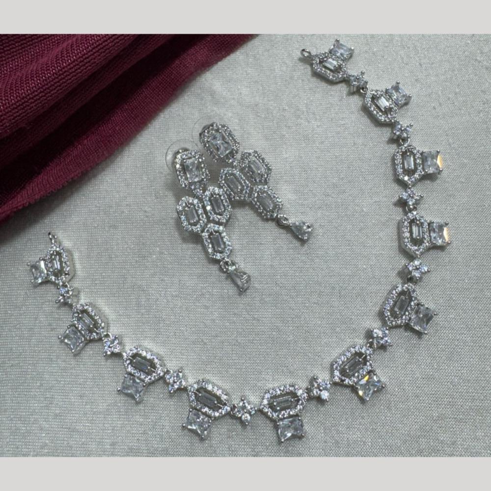 Kavita Art Silver Plated American Diamond Necklace Set