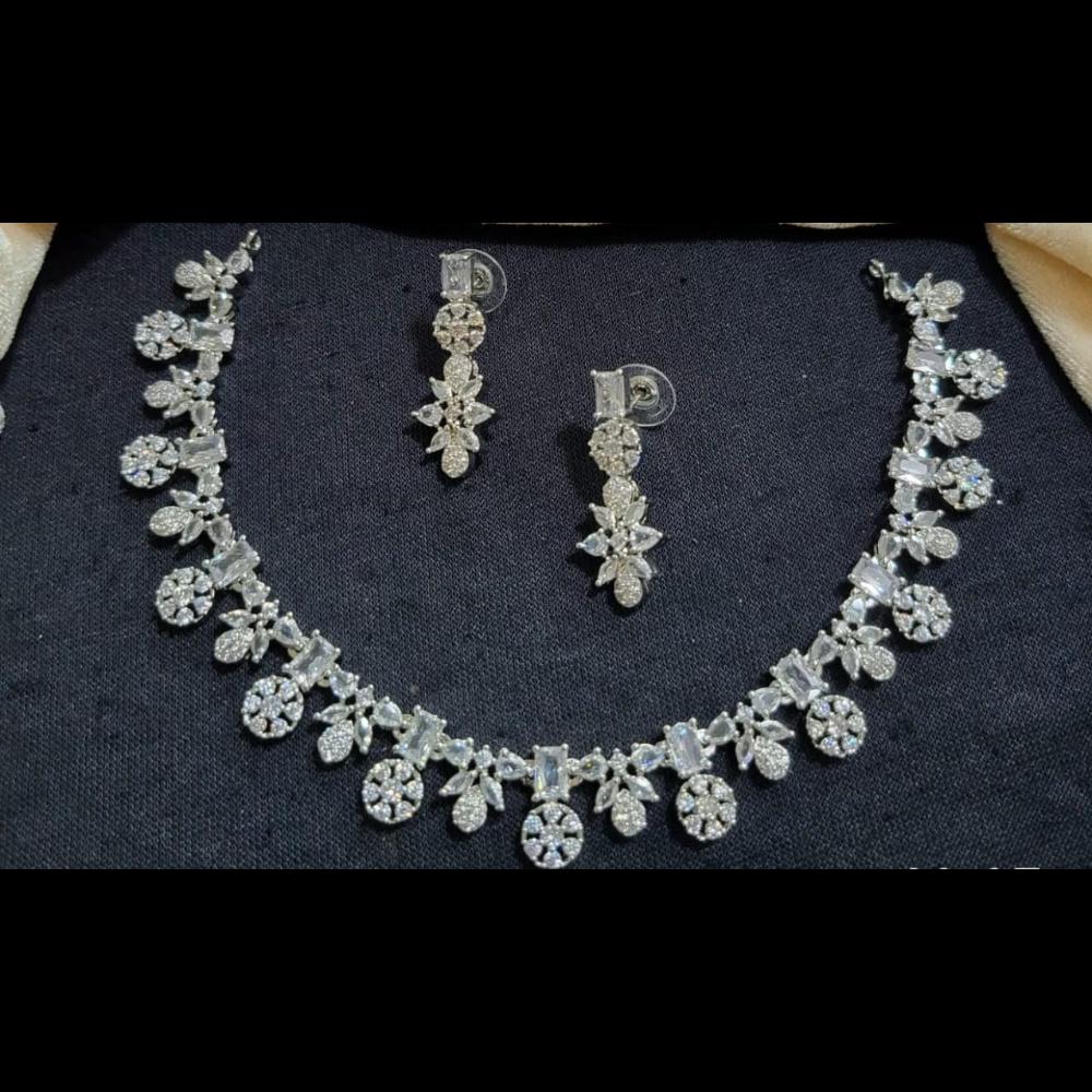 Kavita Art Silver Plated American Diamond Necklace Set
