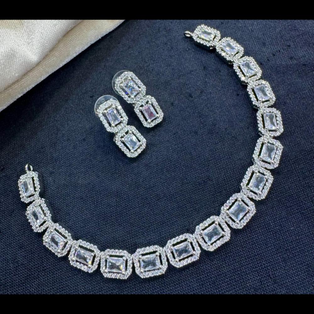 Kavita Art Silver Plated American Diamond Necklace Set