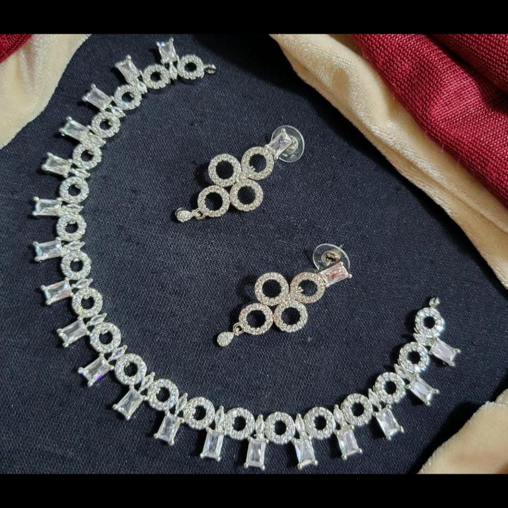 Kavita Art Silver Plated American Diamond Necklace Set