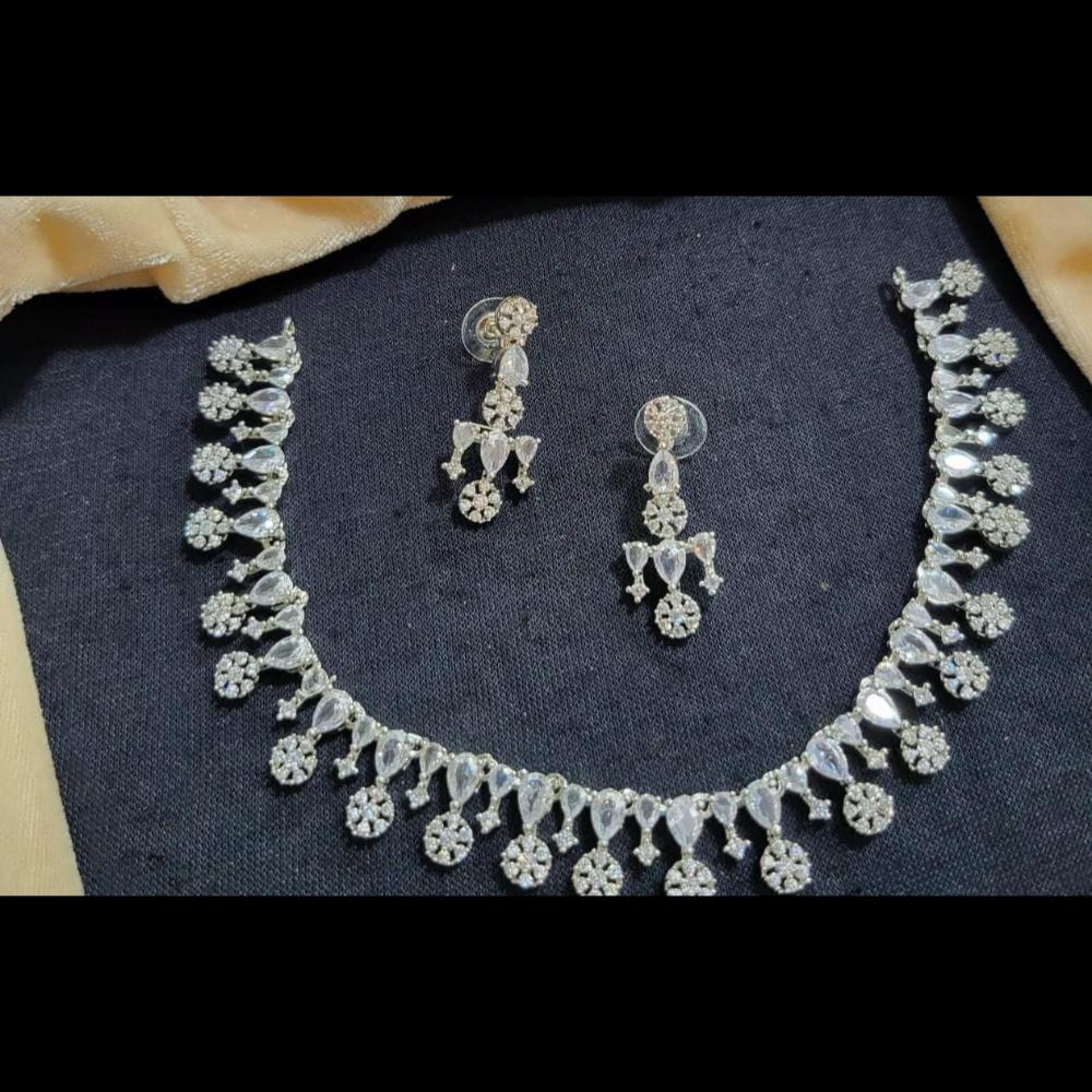 Kavita Art Silver Plated American Diamond Necklace Set