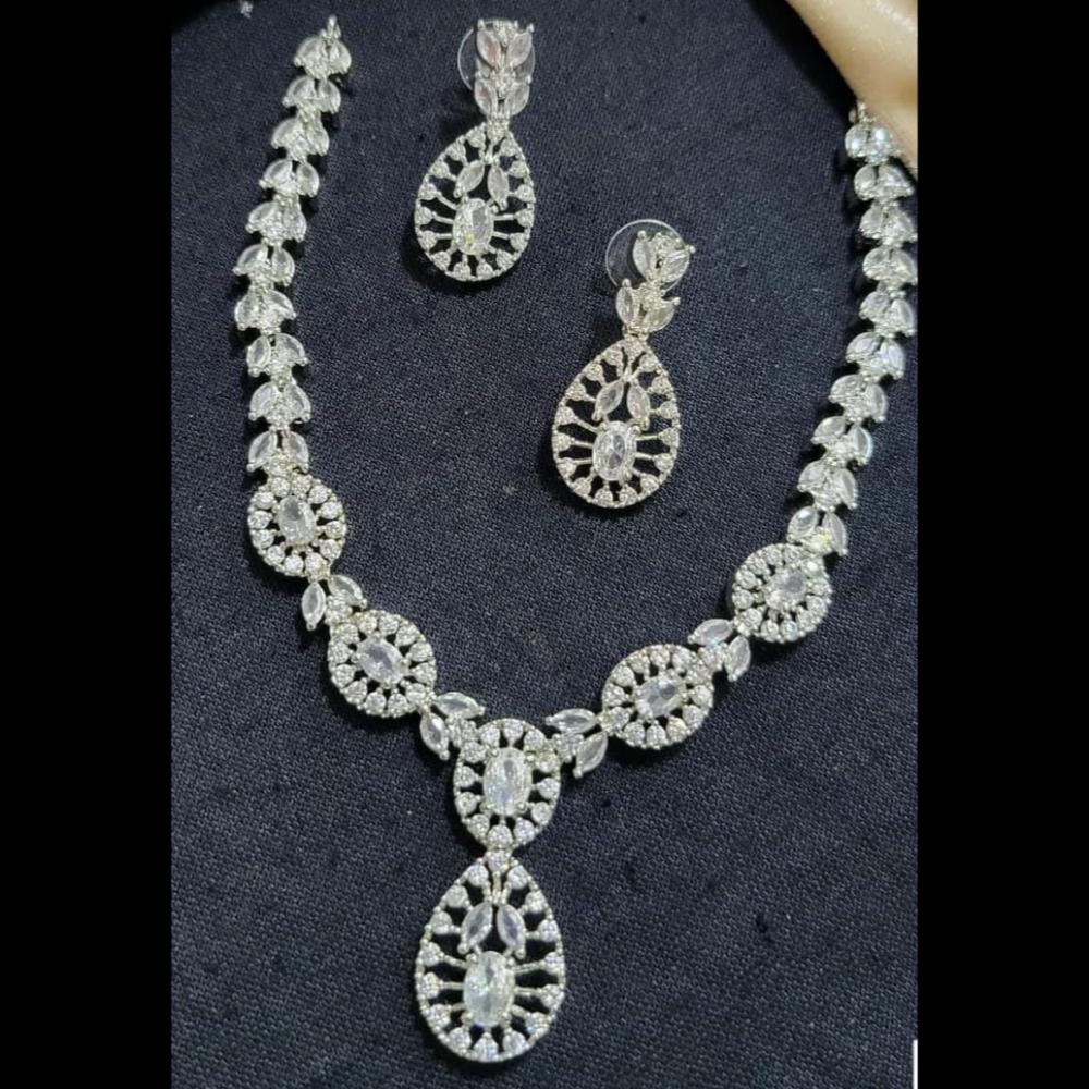 Kavita Art Silver Plated American Diamond Necklace Set