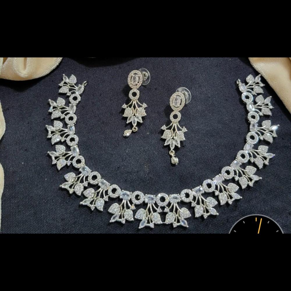 Kavita Art Silver Plated American Diamond Necklace Set