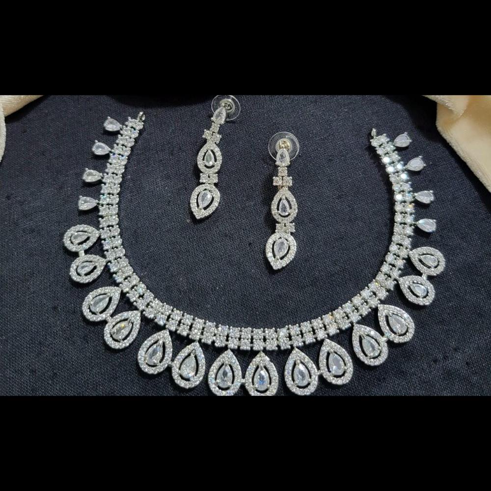 Kavita Art Silver Plated American Diamond Necklace Set
