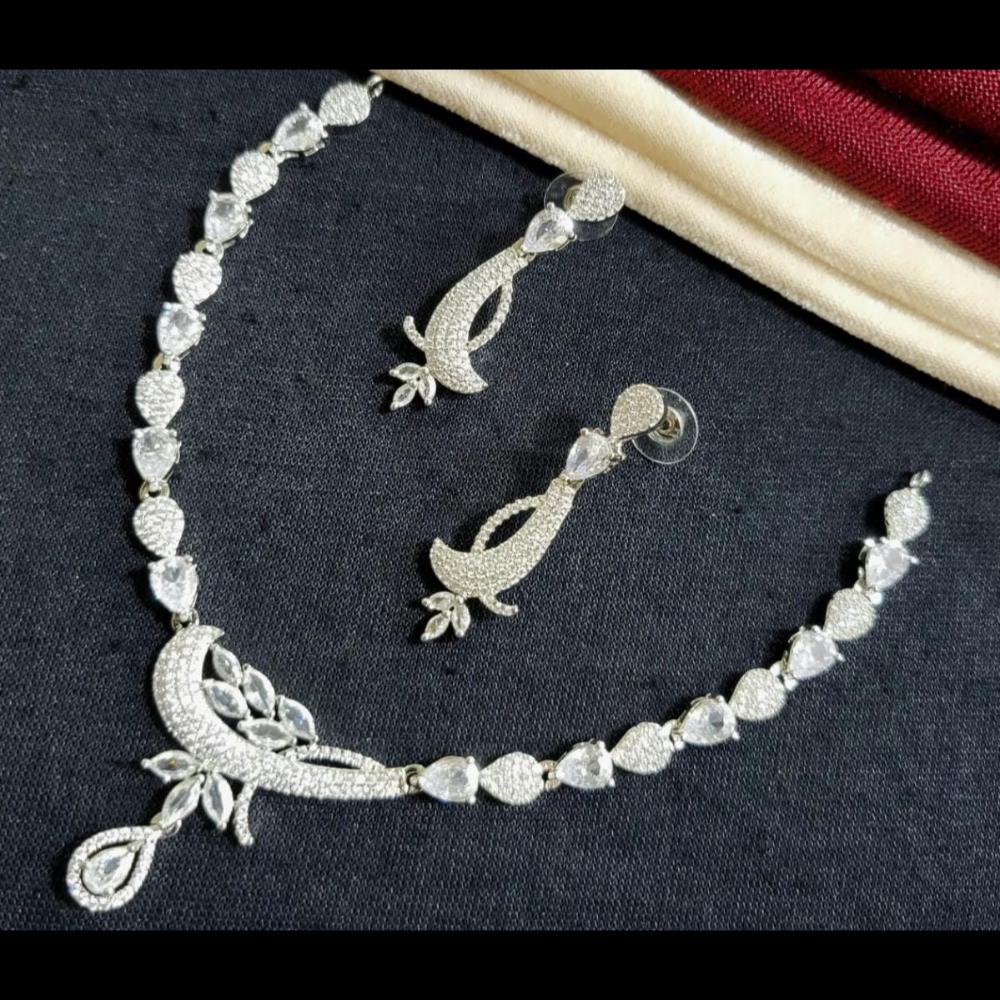 Kavita Art Silver Plated American Diamond Necklace Set