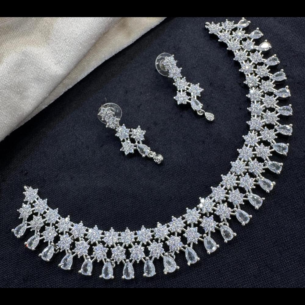 Kavita Art Silver Plated American Diamond Necklace Set