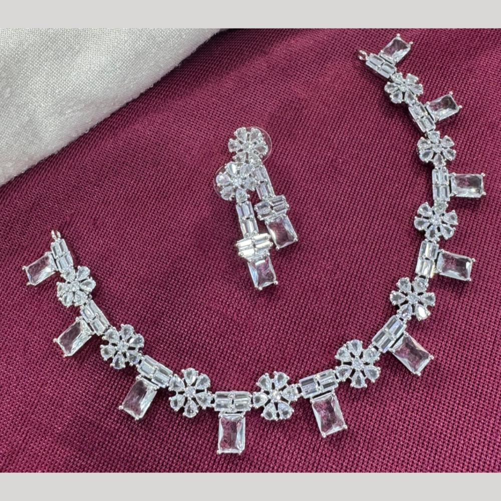 Kavita Art Silver Plated American Diamond Necklace Set