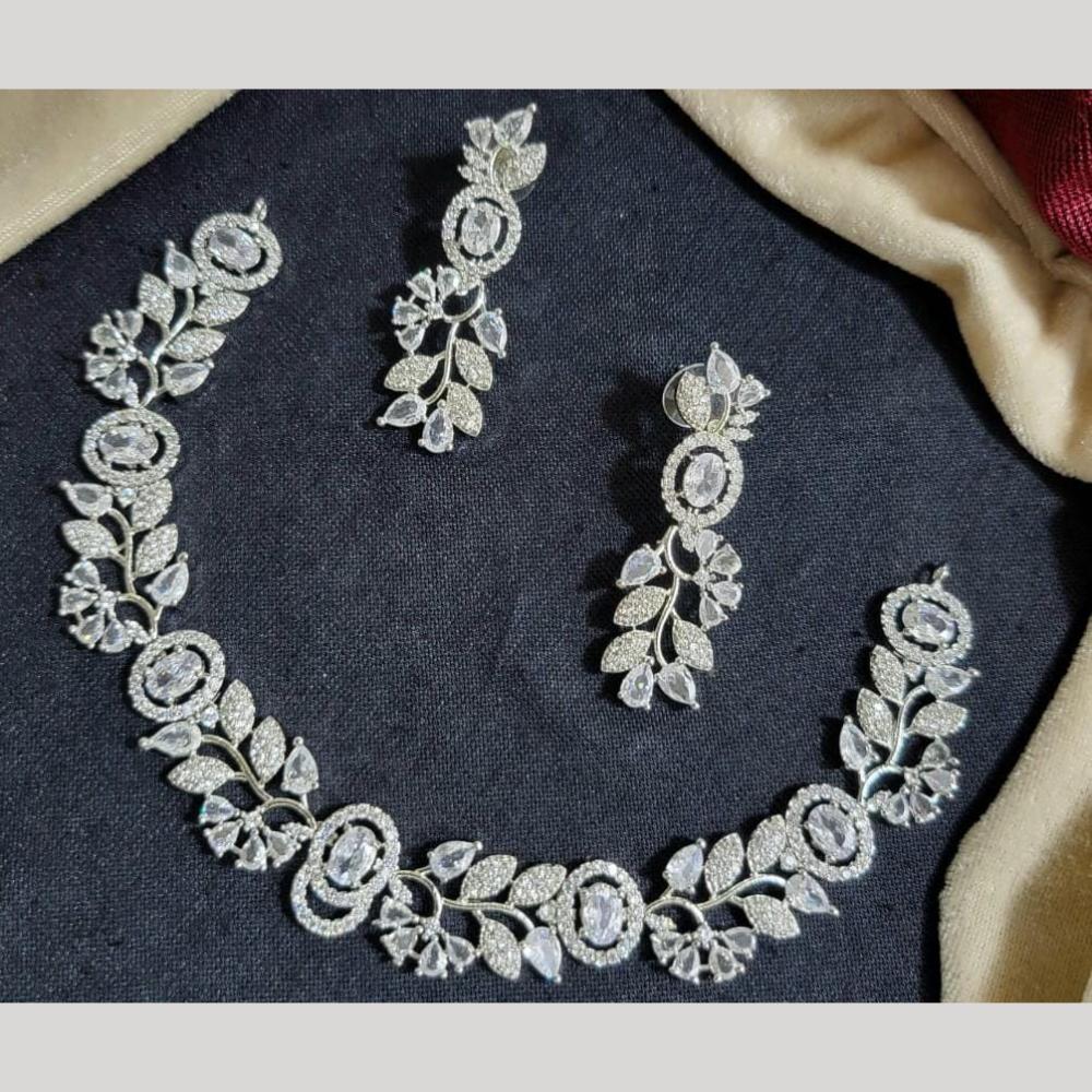 Kavita Art Silver Plated American Diamond Necklace Set