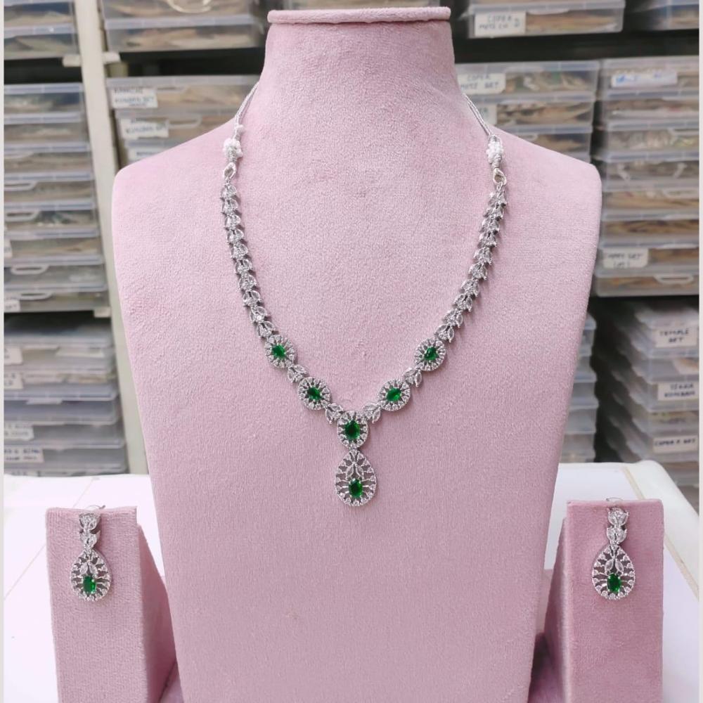 Kavita Art Silver Plated American Diamond Necklace Set