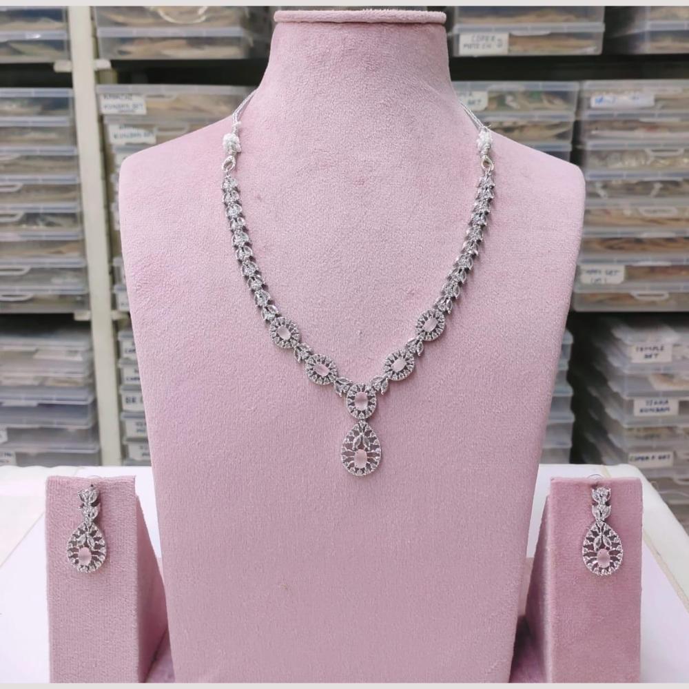 Kavita Art Silver Plated American Diamond Necklace Set