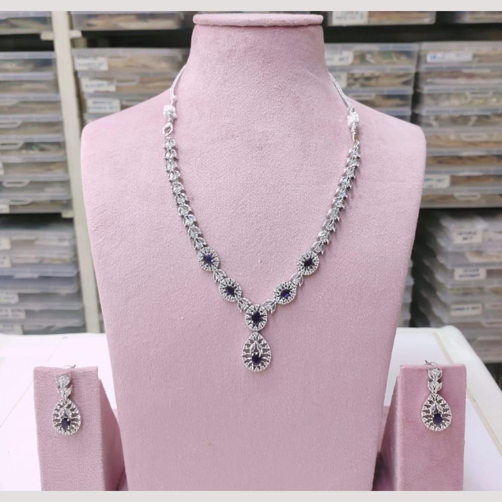 Kavita Art Silver Plated American Diamond Necklace Set