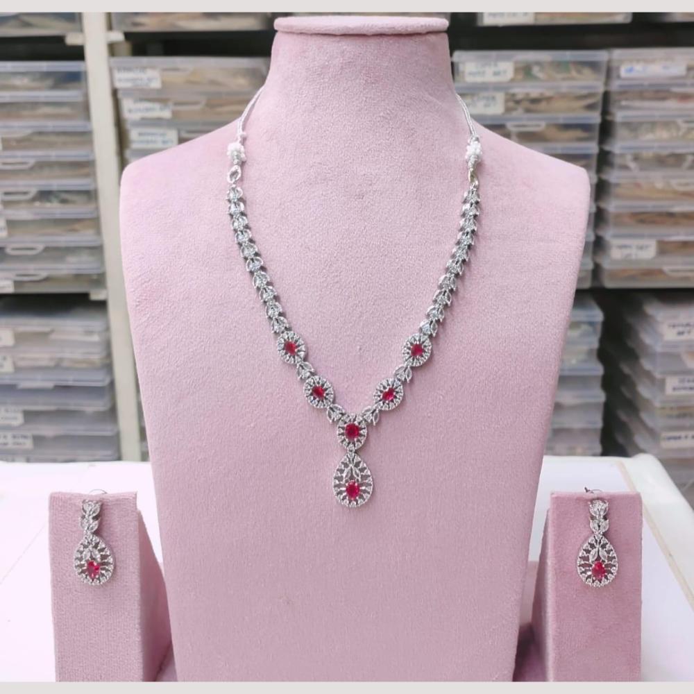 Kavita Art Silver Plated American Diamond Necklace Set