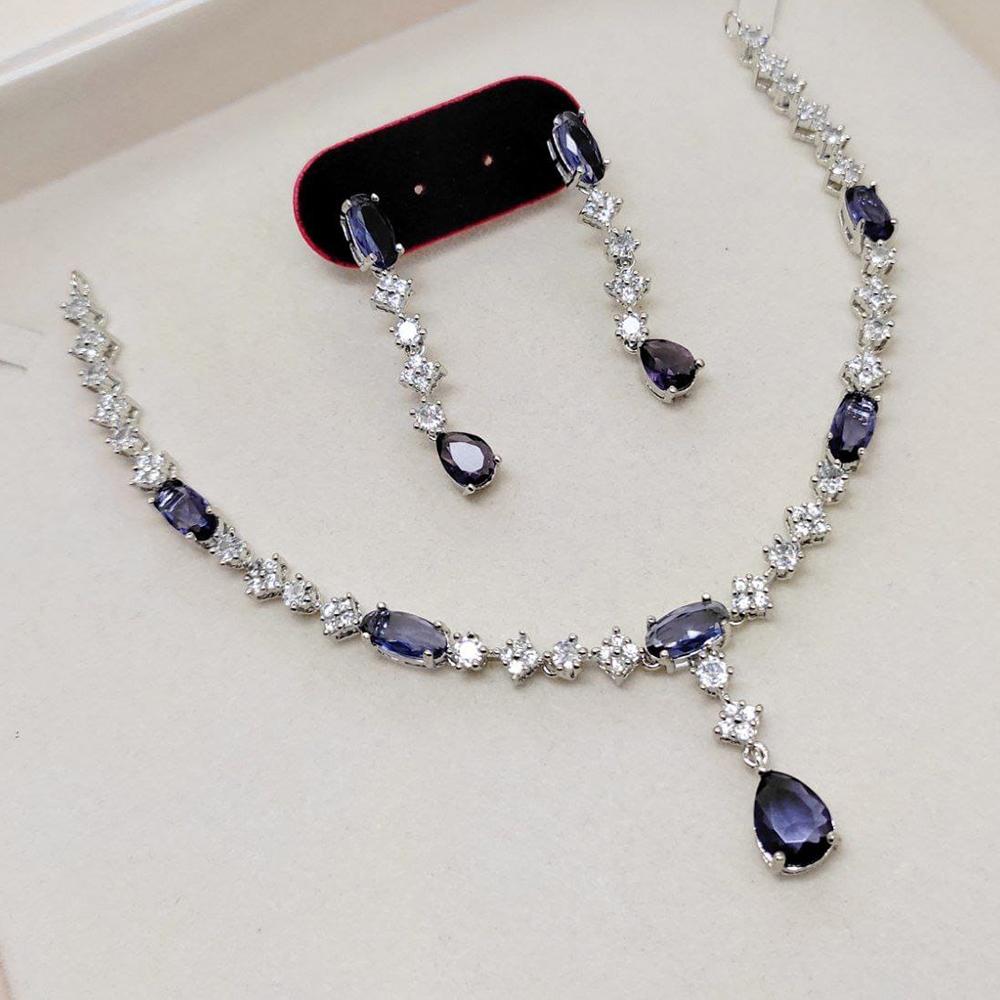 Kavita Art Silver Plated American Diamond Necklace Set