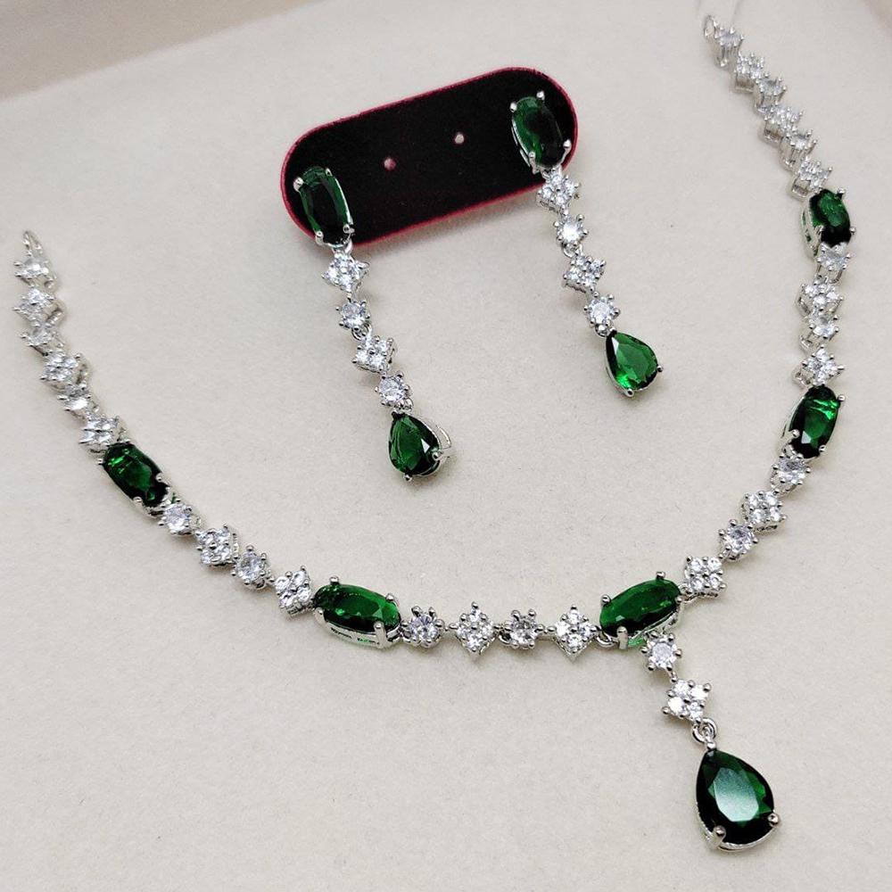 Kavita Art Silver Plated American Diamond Necklace Set