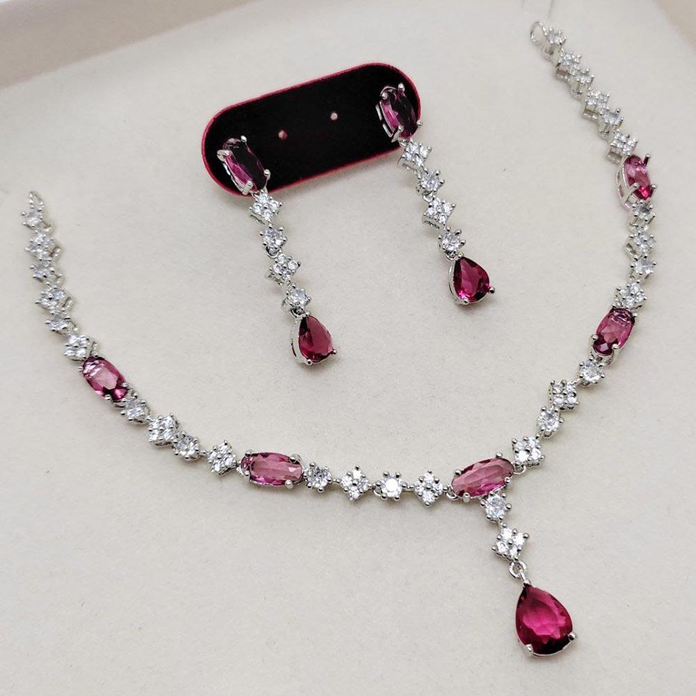 Kavita Art Silver Plated American Diamond Necklace Set